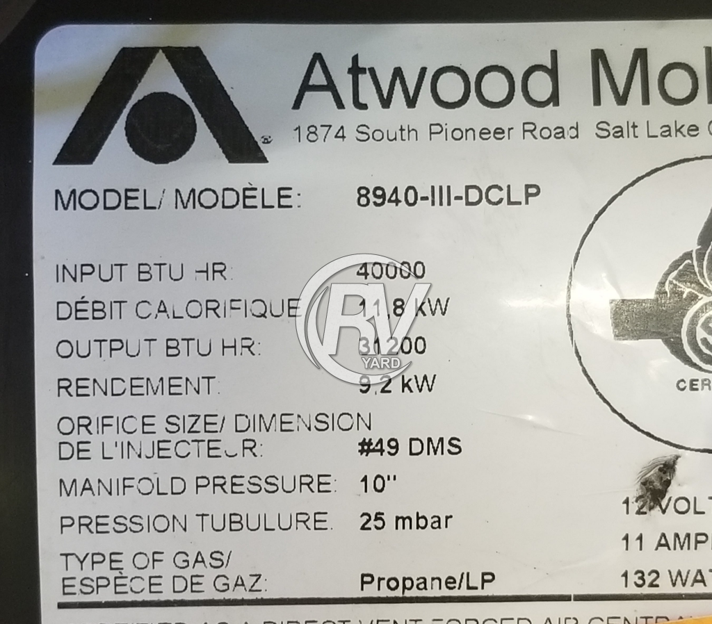Used Atwood Furnace 8940-DCLP