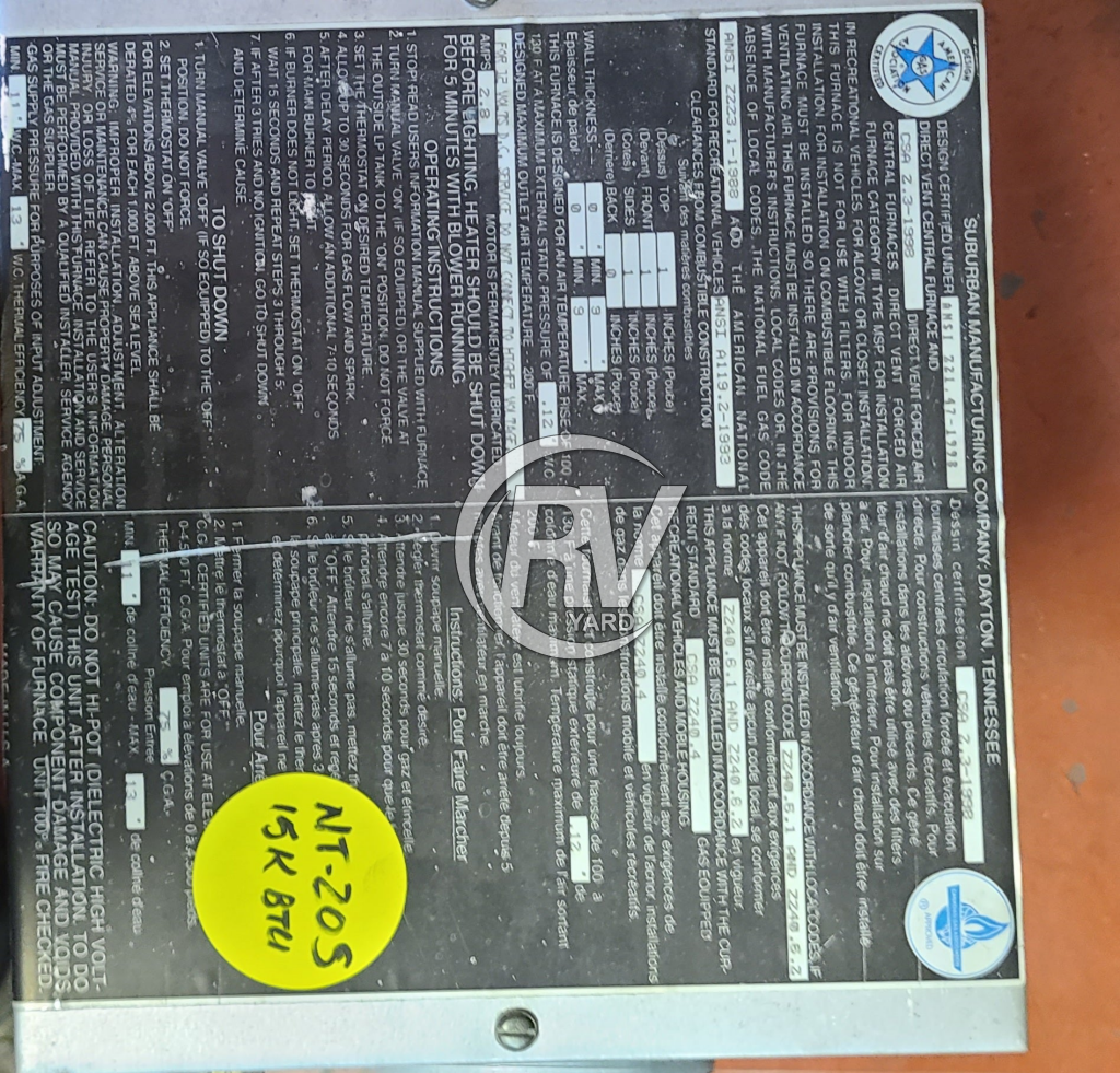 Suburban NT-20SF Furnace